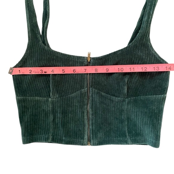 Forever 21 Green Corduroy Corset Top Zip Front Bustier Tank Y2K - Picture 5 of 9